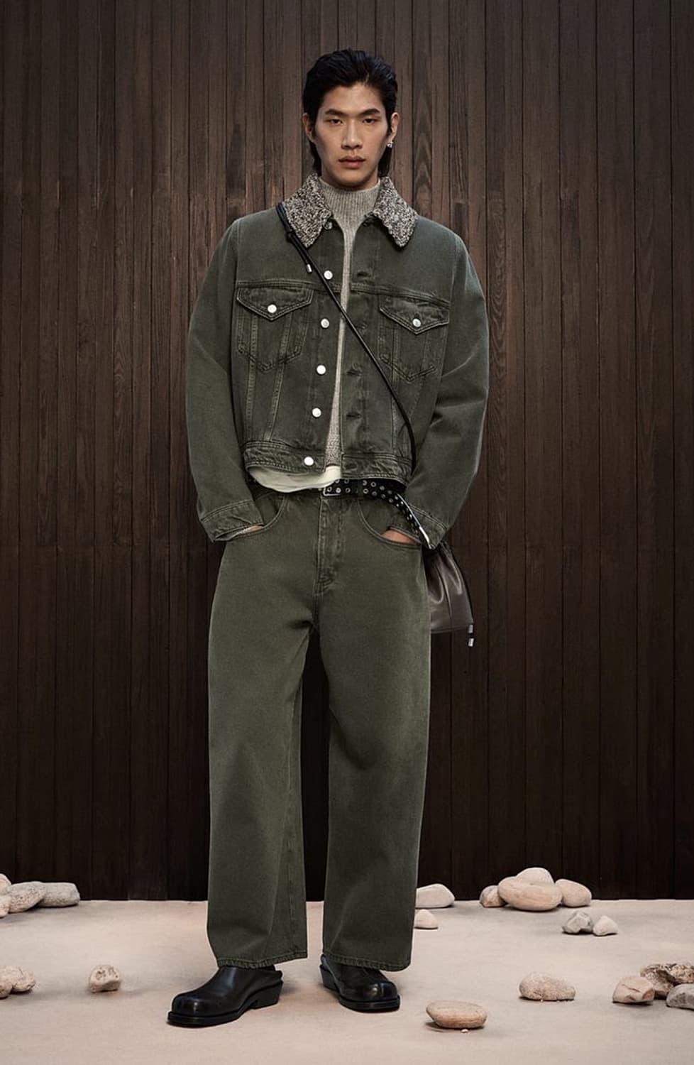 자라 나누시카 와이드 레그 크롭 카키 데님  상품이미지1