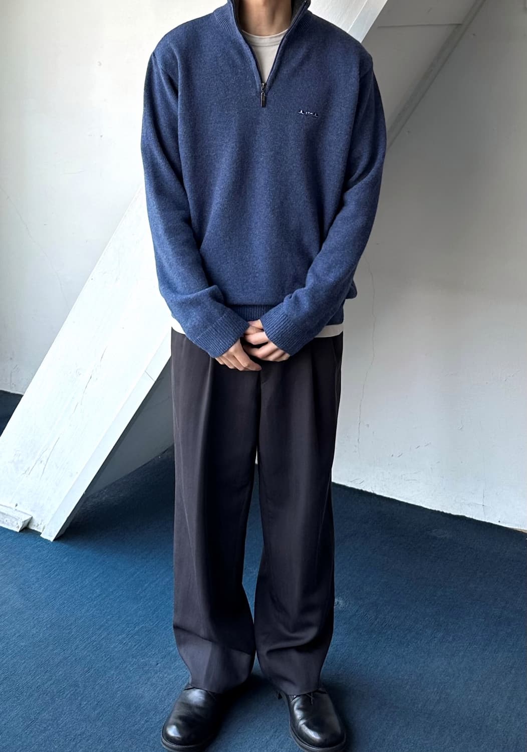 Brushed fabric design zip knit P/O 상품이미지6