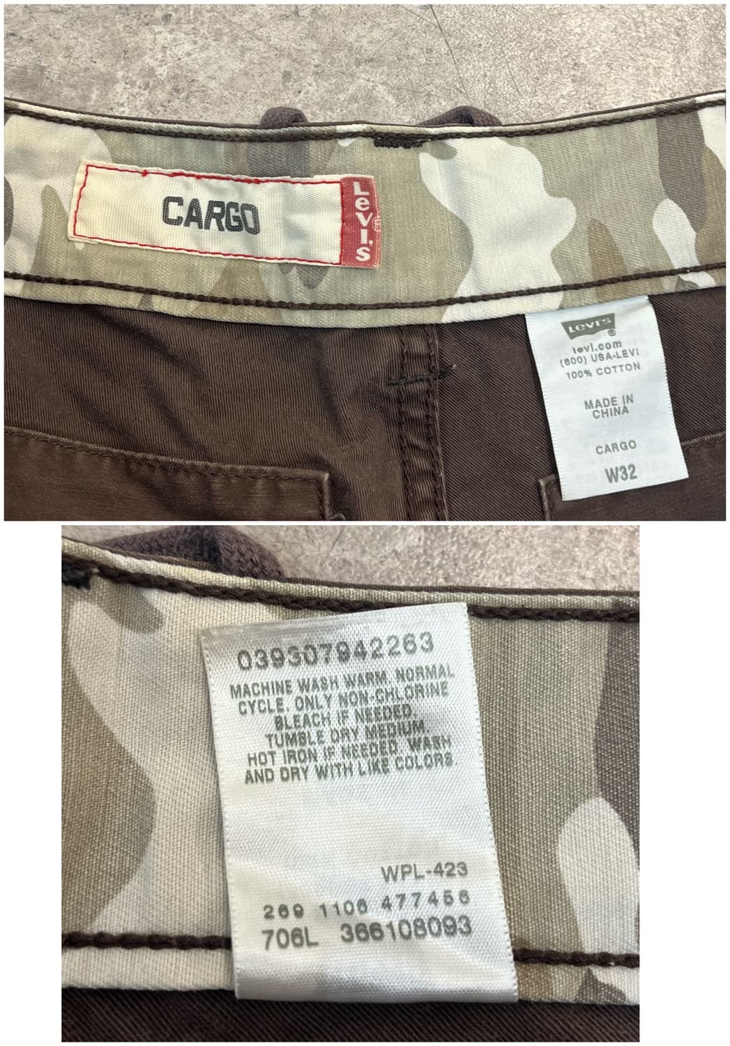 리바이스 카고 하프 팬츠 브라운 W32 #csz3382 상품이미지3