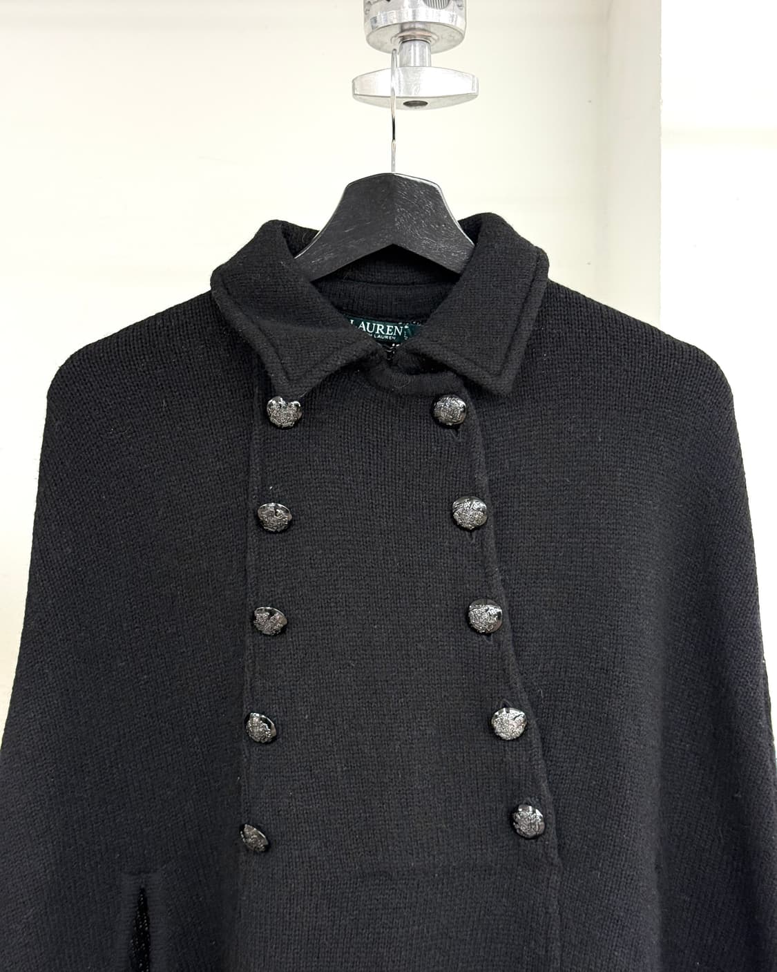 랄프로렌 블랙 울 케이프 버튼업 코트 상품이미지2