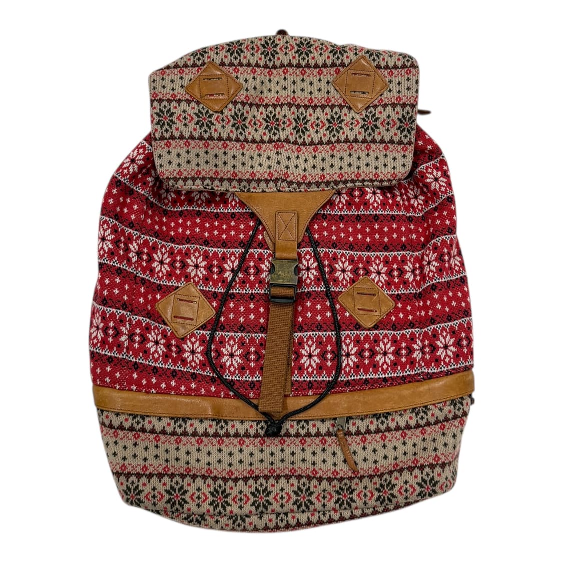 빈티지 페어아일 패턴 Y2K 포켓 복조리 백팩 가방 상품이미지2