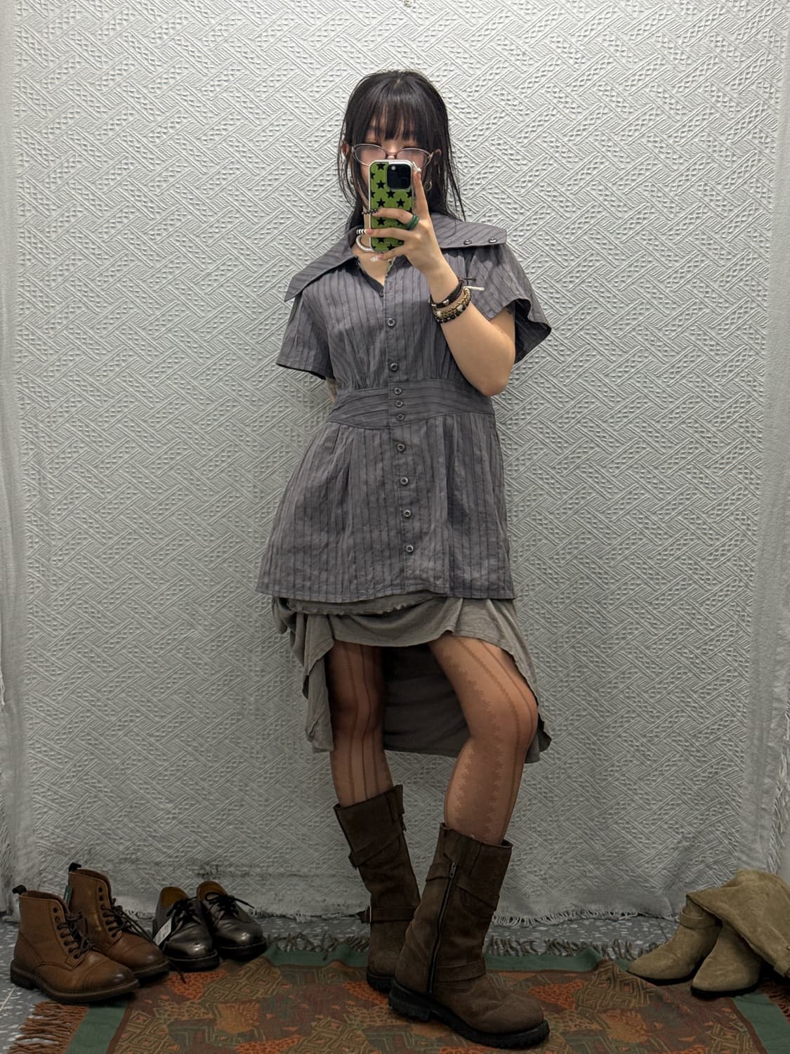 빈티지 러블리 시크 세일러 빅카라 스트라이프 셔츠 원피스 K0039 상품이미지1