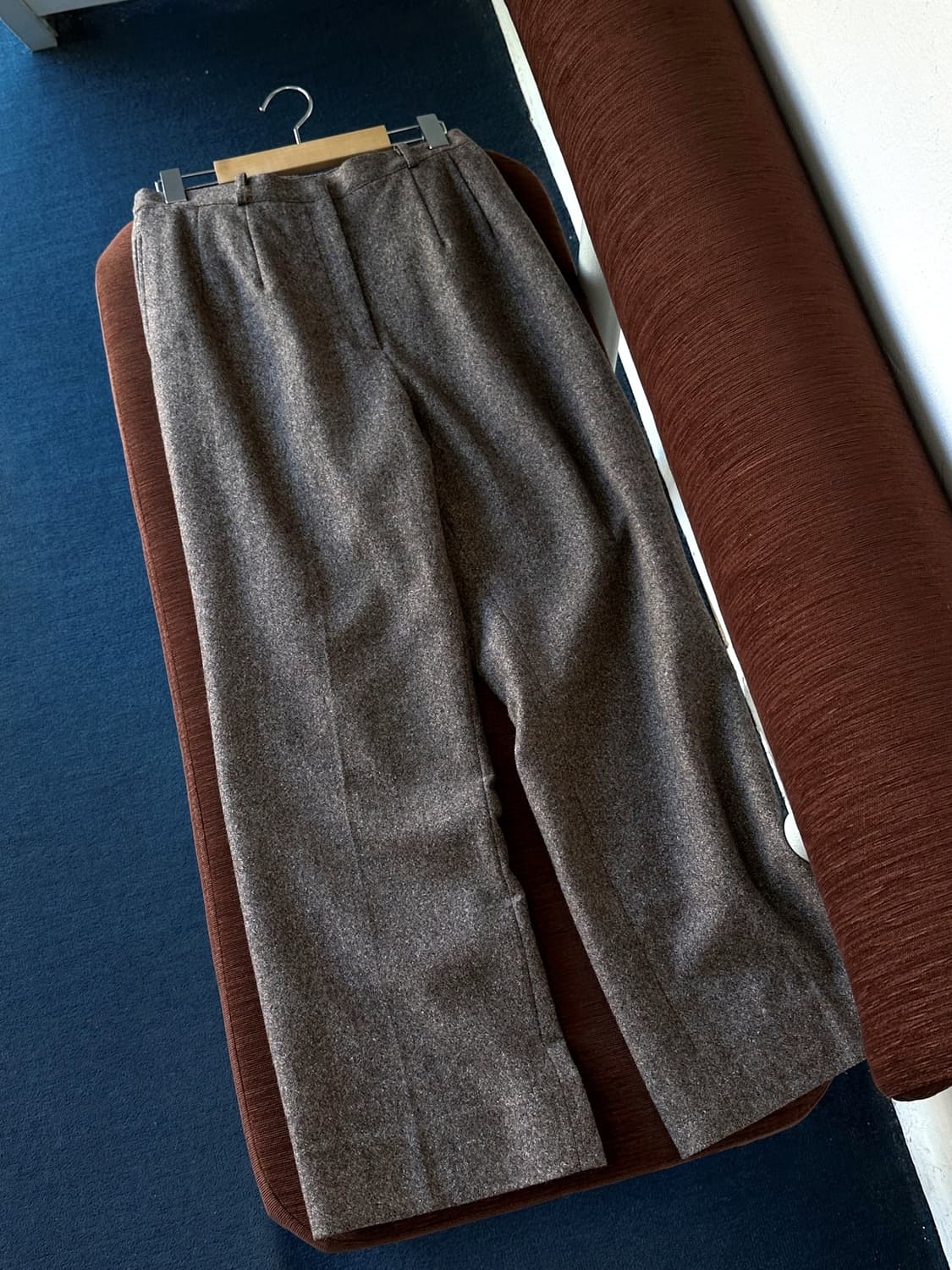 Wool tweed fabric wide straight trousers 상품이미지5