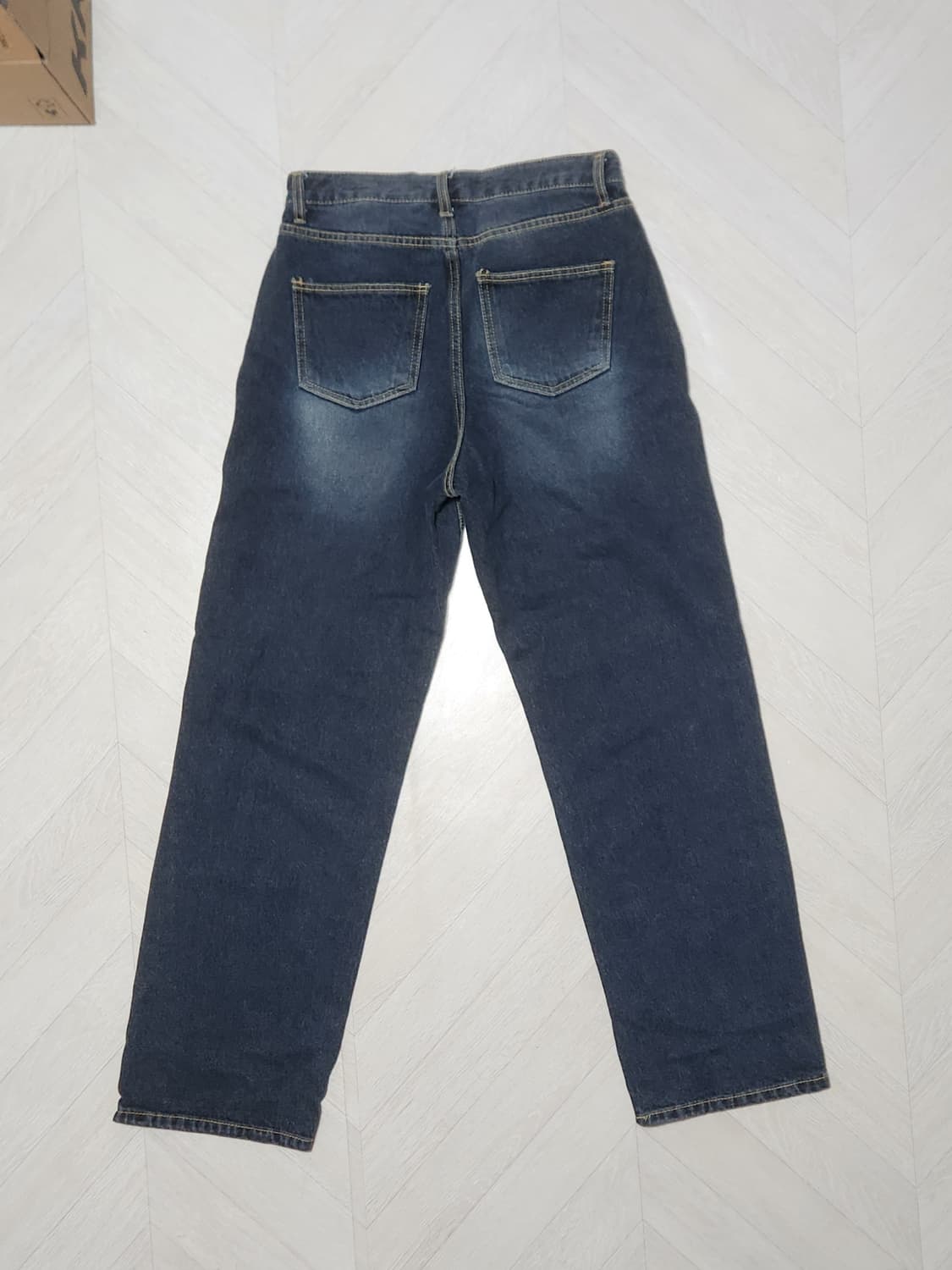 시그니처 프론트 워싱 세미와이드핏 데님 블루블랙 M 상품이미지2