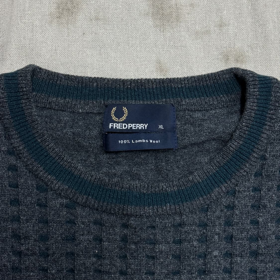 프레드페리 배색 체크 램스울 니트 XL 상품이미지5