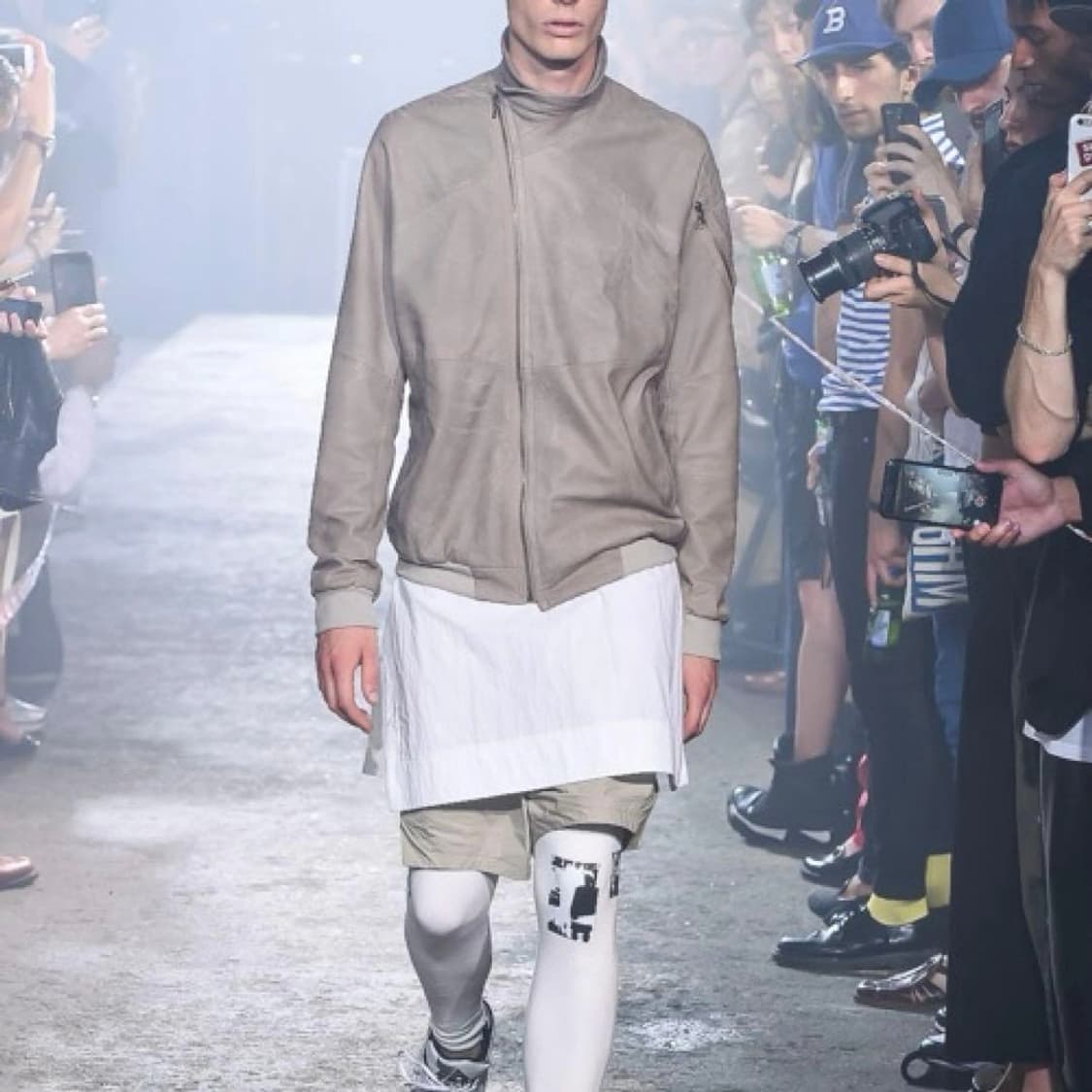 율리우스 나일론 믹스 대각선 지퍼 블루종 상품이미지1