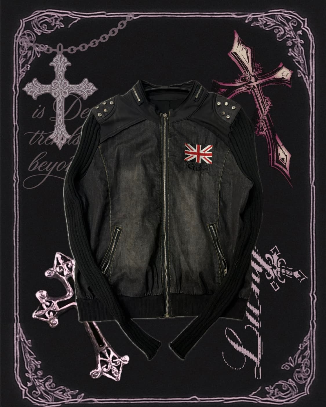 punk union jack studs knit jacket  상품이미지4