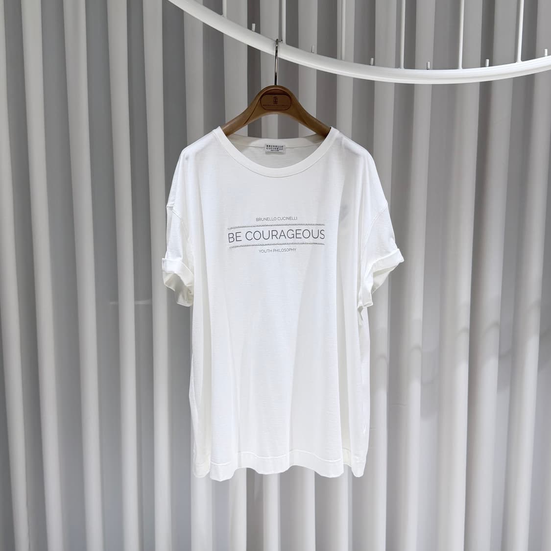 (A+/XXL) / 브루넬로쿠치넬리 프린팅 코튼 화이트 반팔 티셔츠 상품이미지1