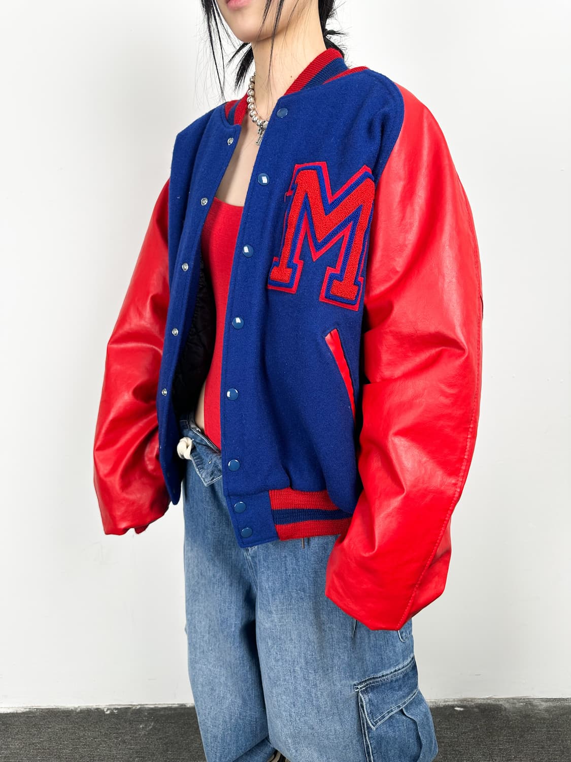 레드 블루 레더 바시티 자켓 상품이미지2