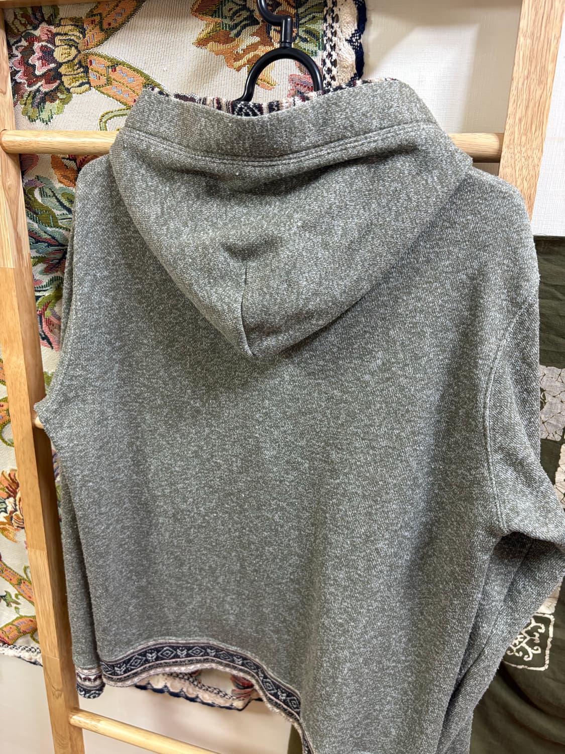 히피 모리 애쉬 카키 에스닉 디테일 후드집업 상품이미지6