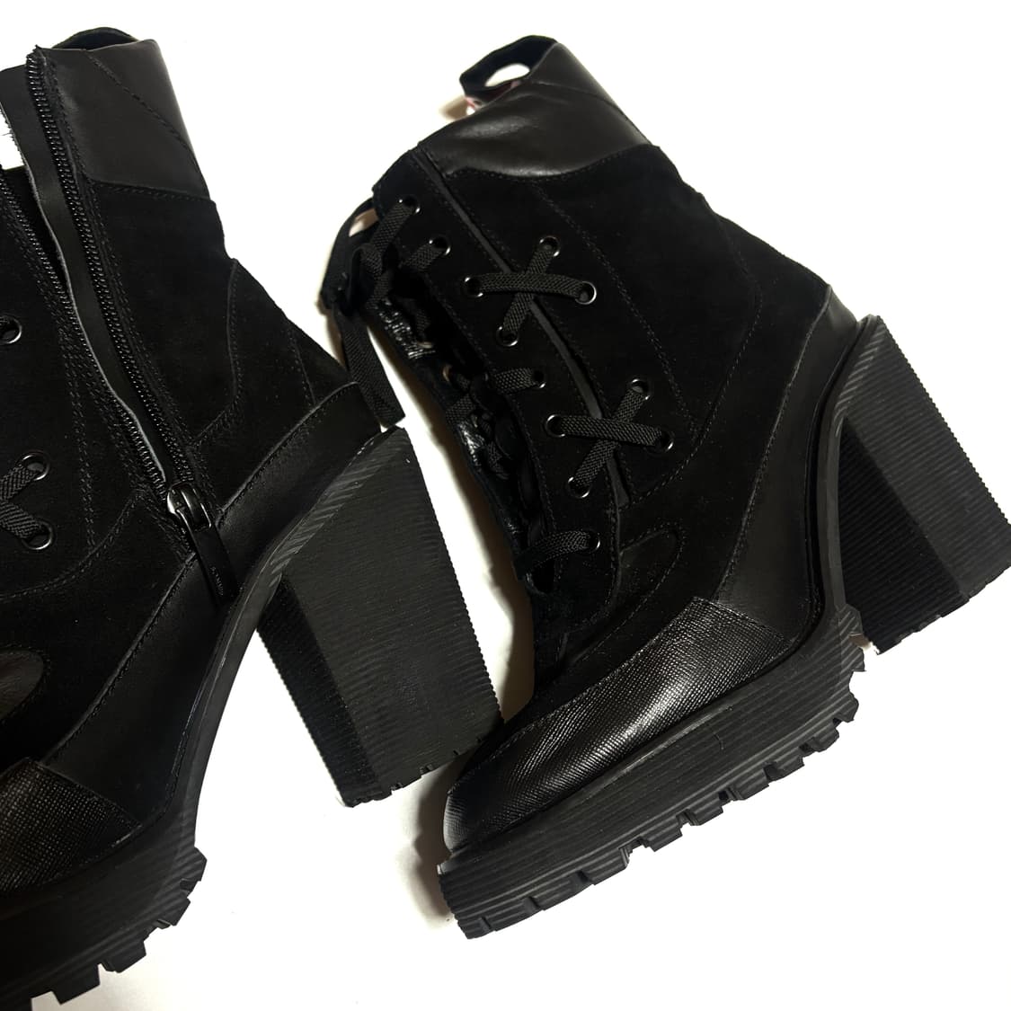 SCB 슈콤마보니x럭키슈에뜨 콜라보 레이스업 청키힐 가보시부츠 키높이 상품이미지2