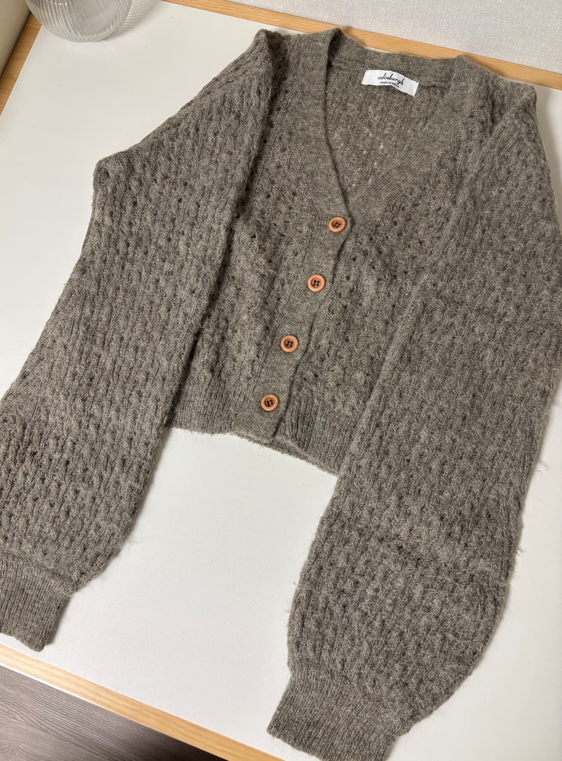 앙고라 벌룬소매 모카 가디건 상품이미지1