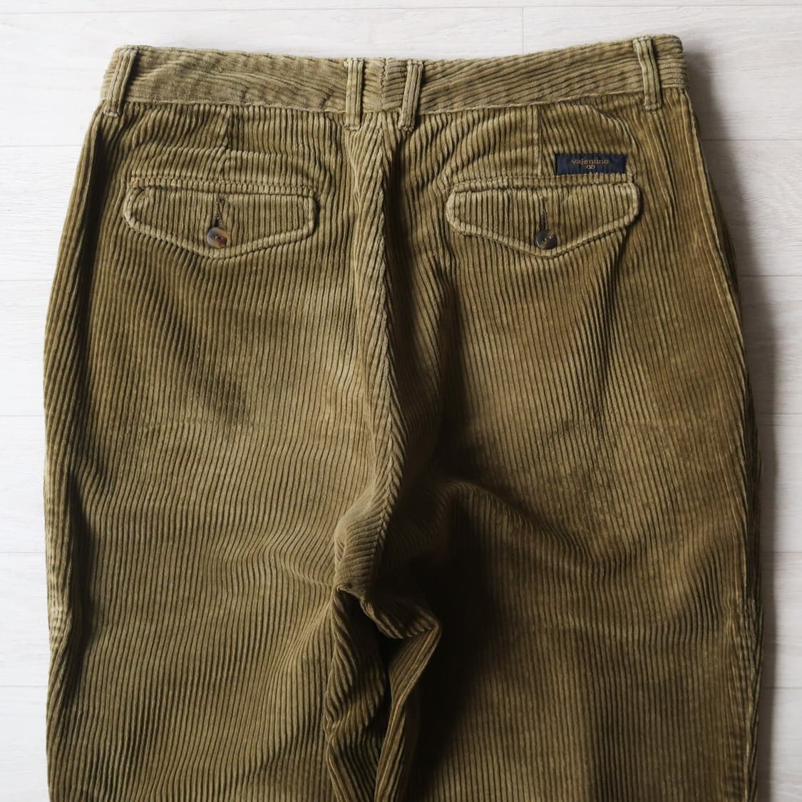 빈티지 90s 발렌티노 올리브 코듀로이 투 턱 팬츠 상품이미지5