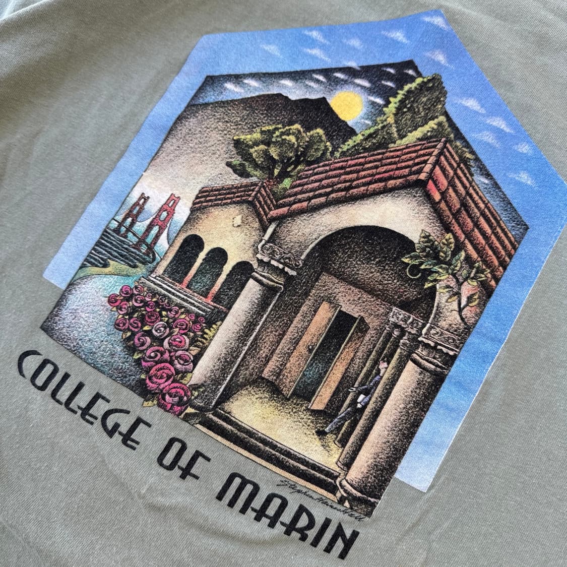 [L] 90s 빈티지 헤인즈 비피 USA제 '마린 대학' 아트 티셔츠 상품이미지2