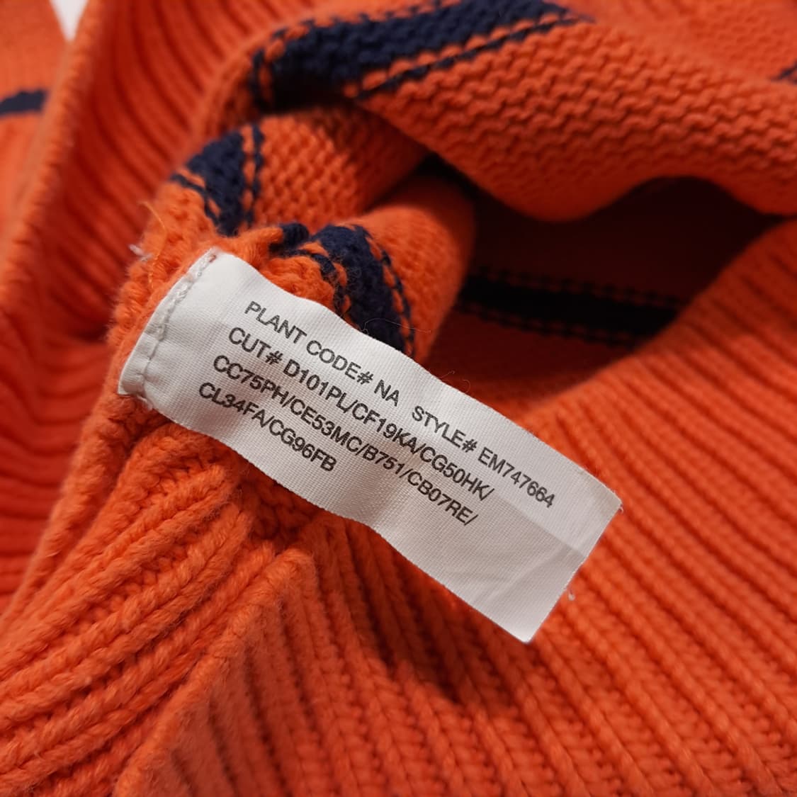 CL060 폴로 코튼 홍콩판 레더풀러 네이비스트라이프 오렌지 하프집업 상품이미지6