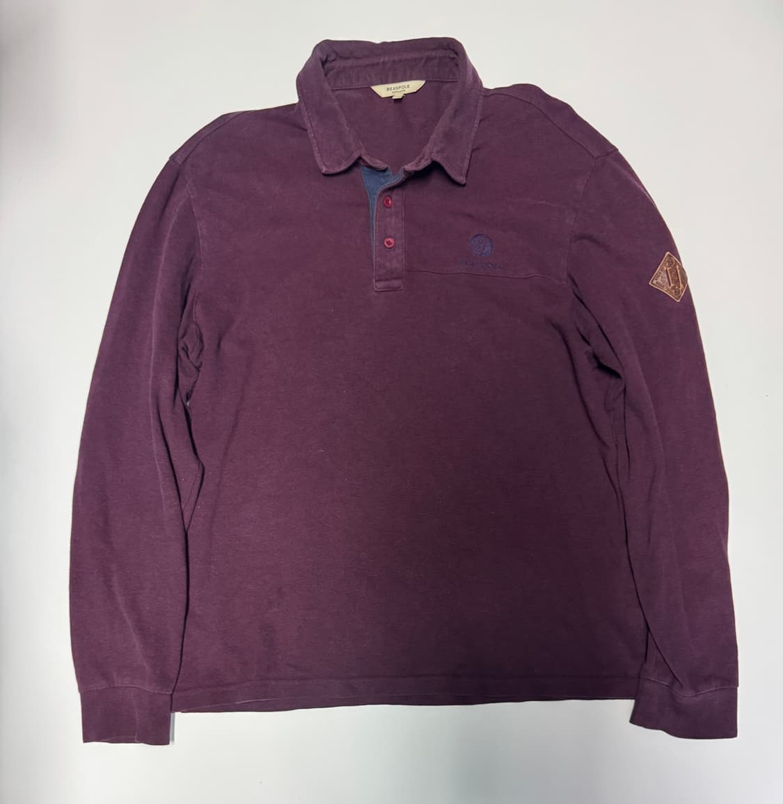빈폴 아웃도어 패치 로고 긴팔 카라 티셔츠 2XL 퍼플 상품이미지1