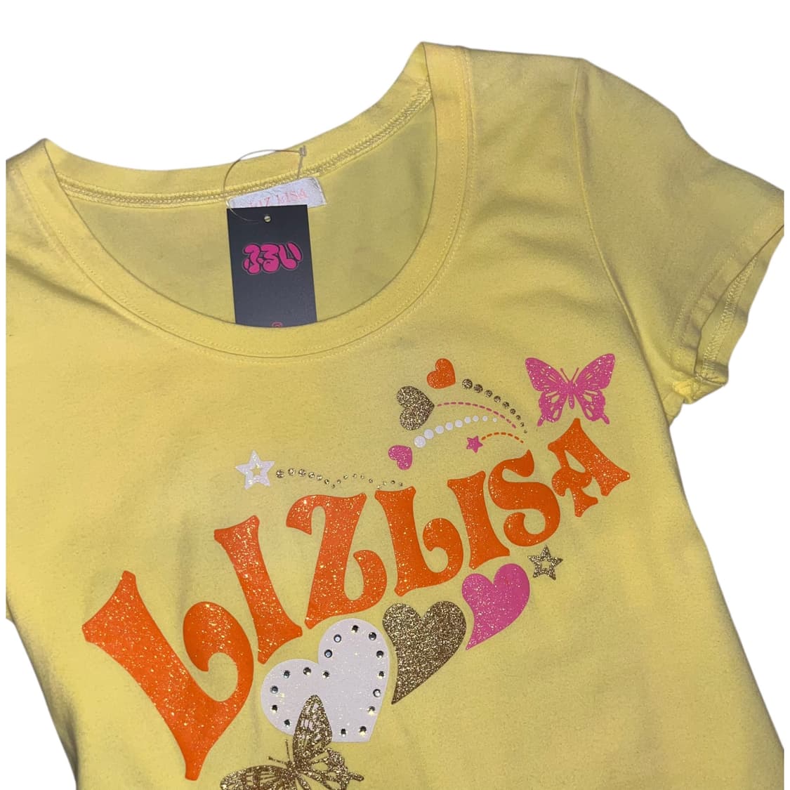 LLZLISA 리즈리사 레터링 나비 글리터 반팔티 갸루 키치 y2k 상품이미지2