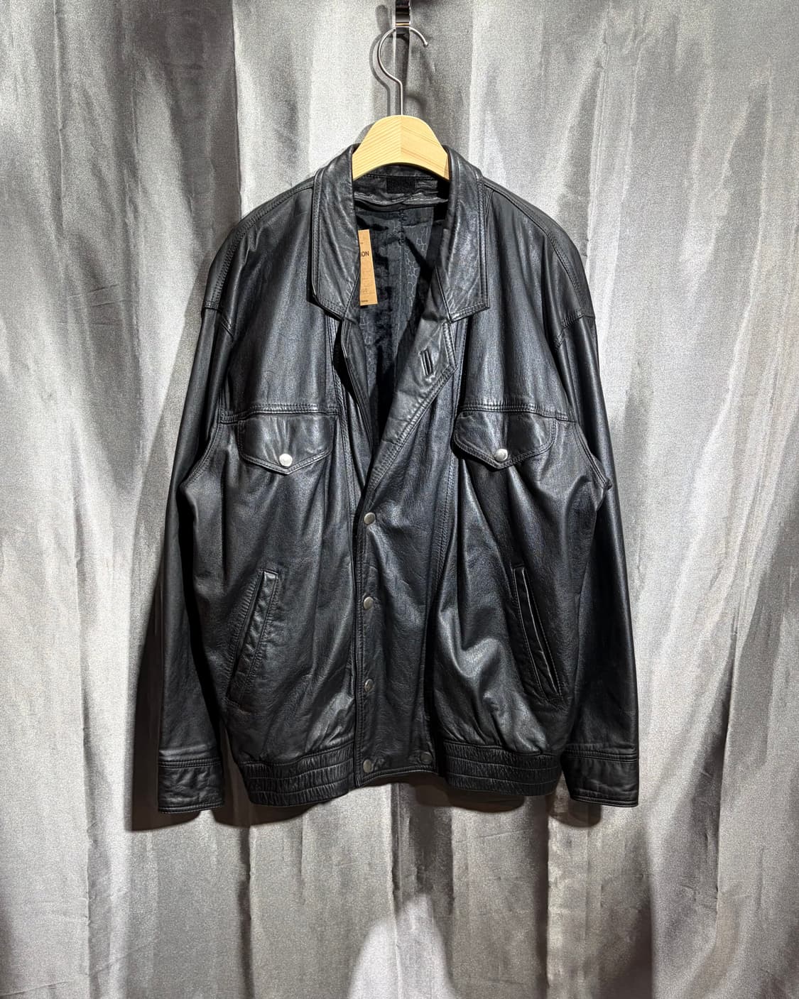 XL 투포켓 카라 버튼 라이더 레더자켓 상품이미지2