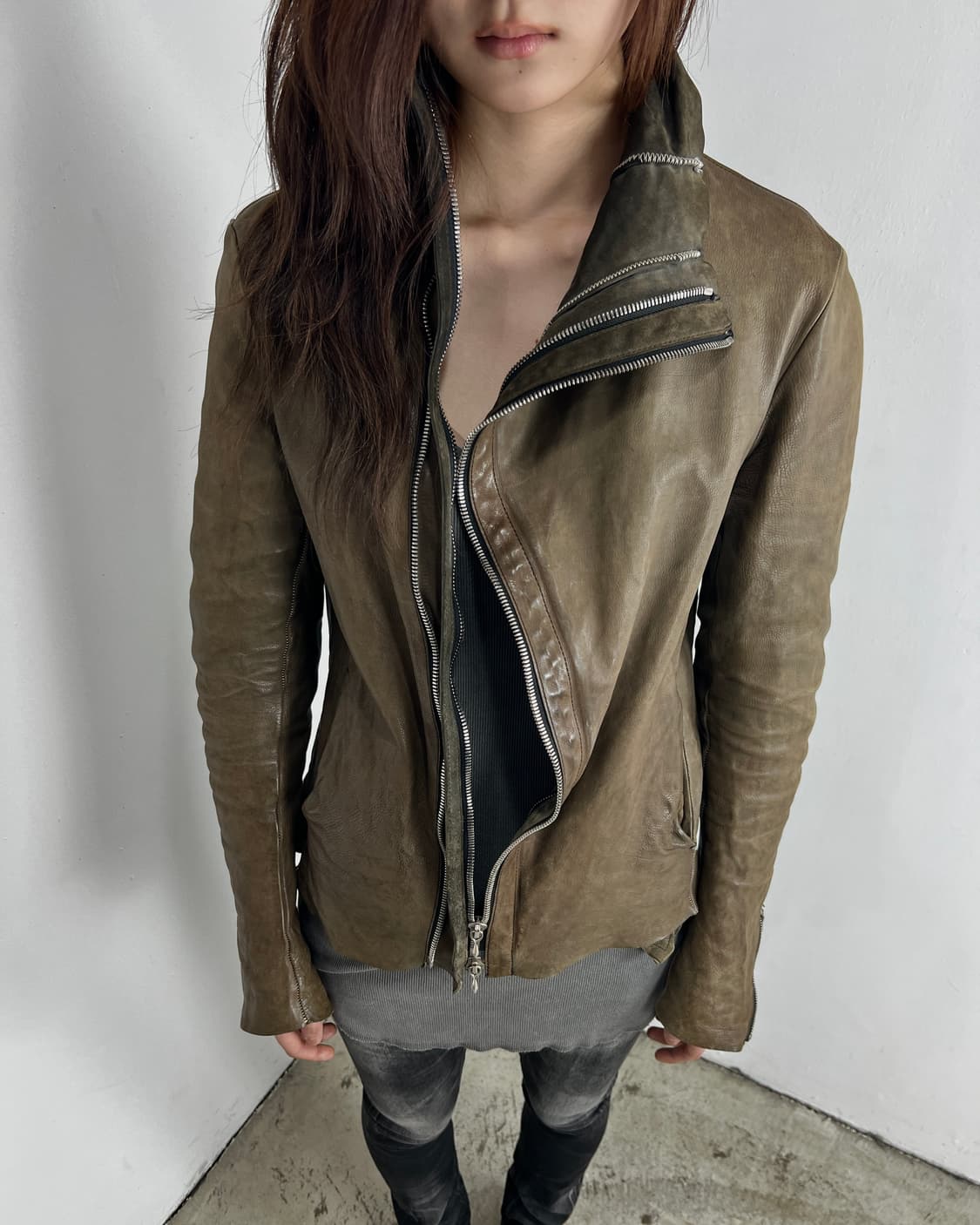 인카네이션 (Incarnation) 바이어스 더블 집업 레더 자켓 상품이미지2