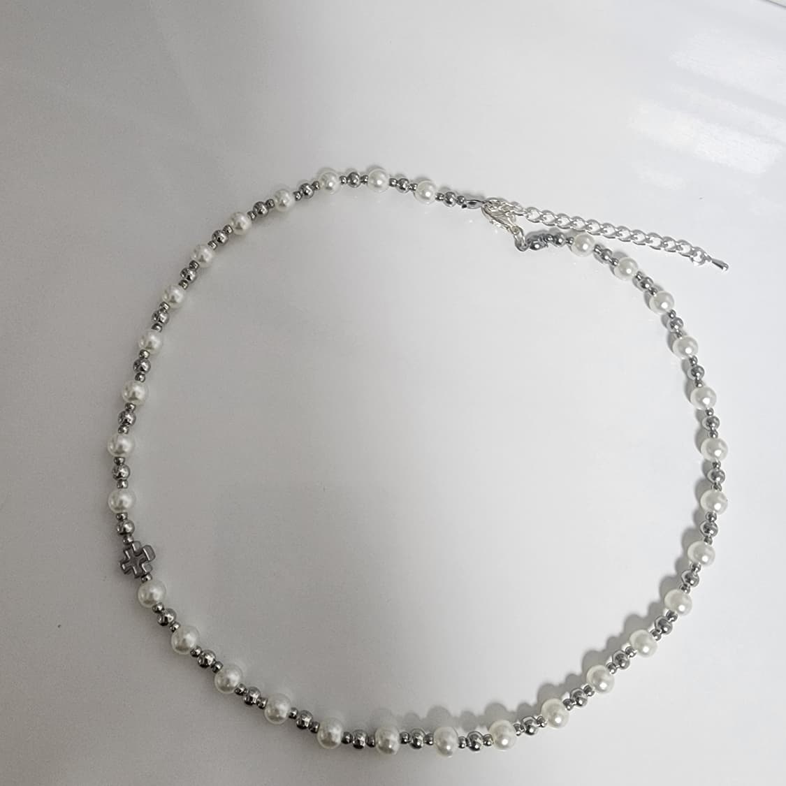 화이트 실버 십자가 목걸이 상품이미지4