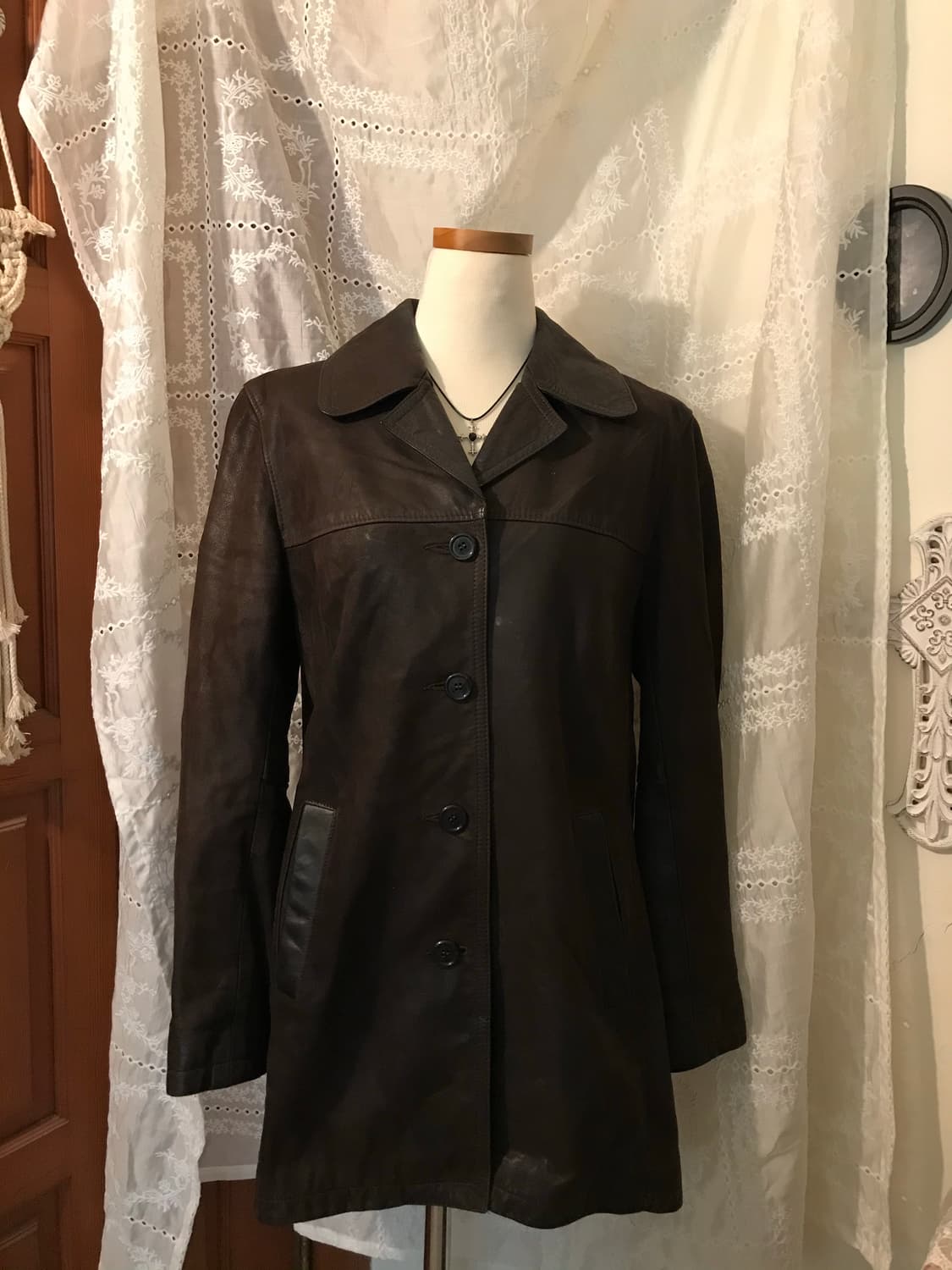 빈티지 루츠 브라운 레더 하프자켓 상품이미지1