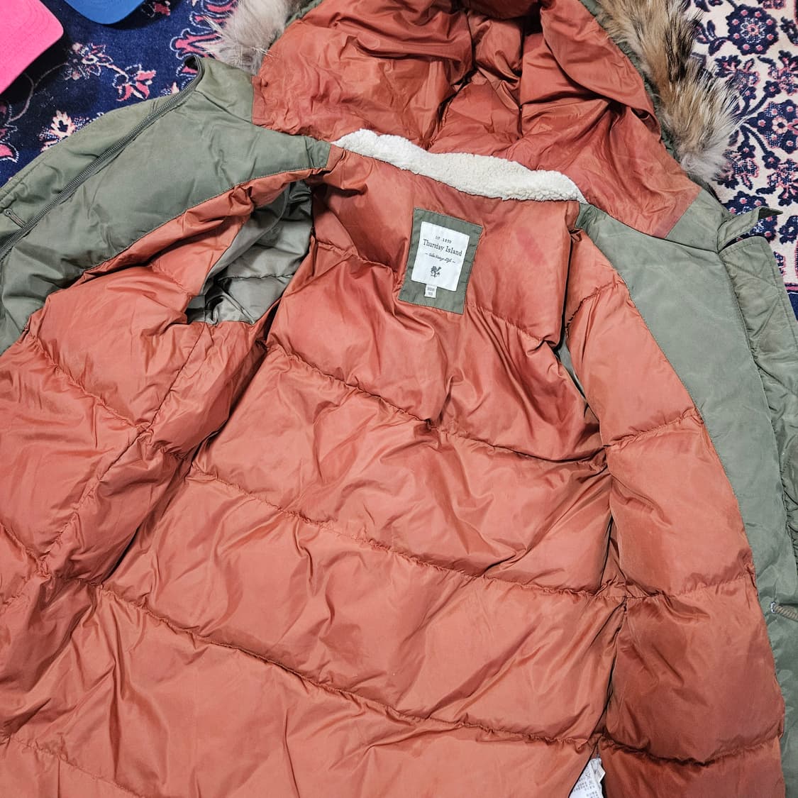 써스데이아일랜드 밀리터리 멀티포켓 패딩 파카 M size 상품이미지7