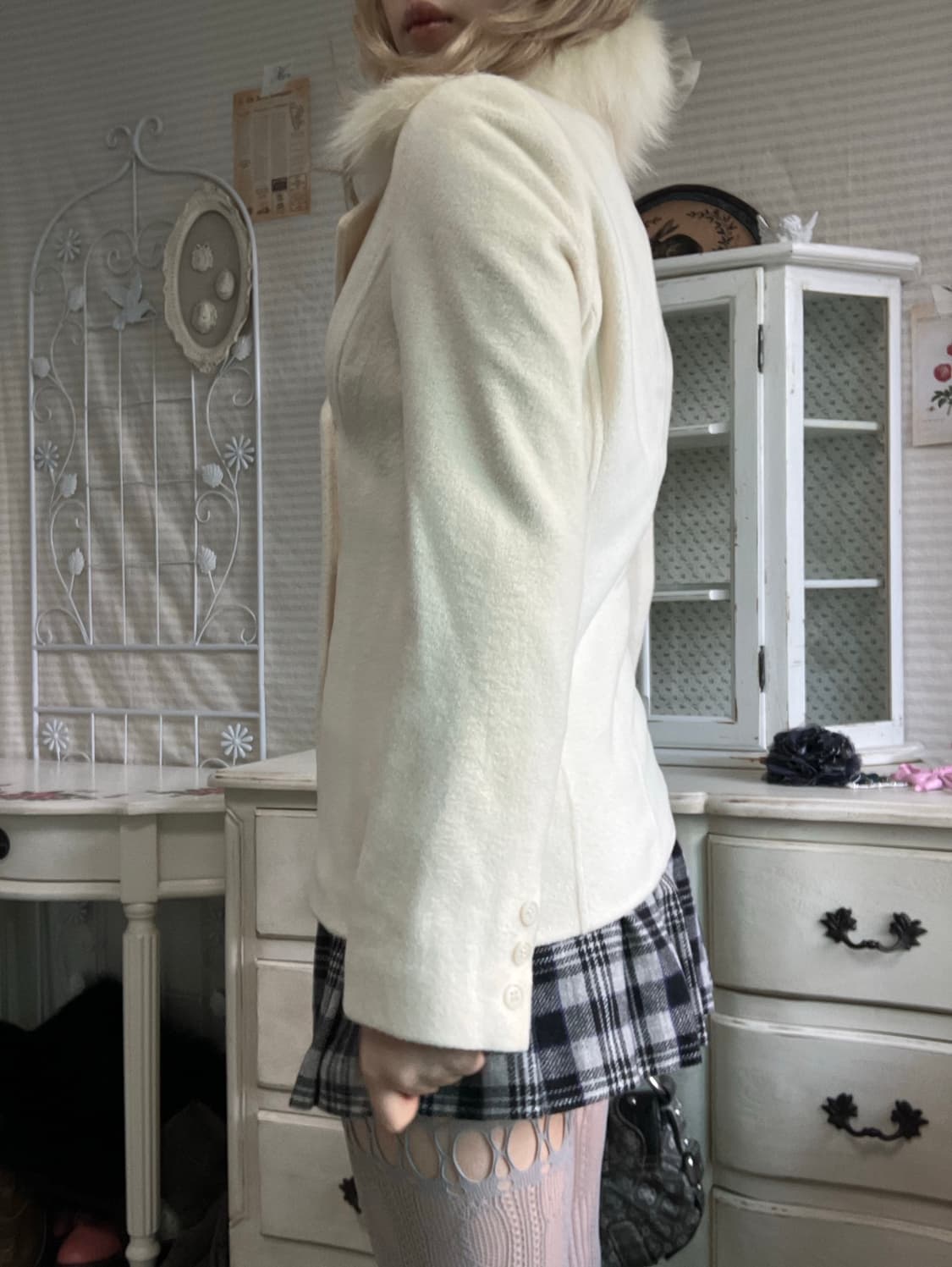 CECIL McBEE 화이트 퍼 코트 상품이미지6