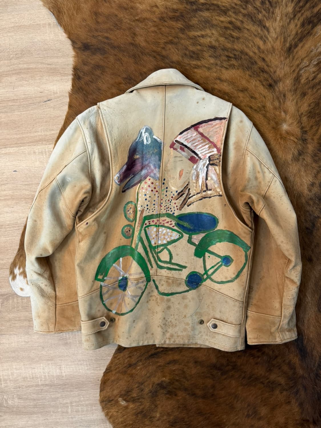 빈티지 쇼트 핸드 페인드 레더 자켓  상품이미지4