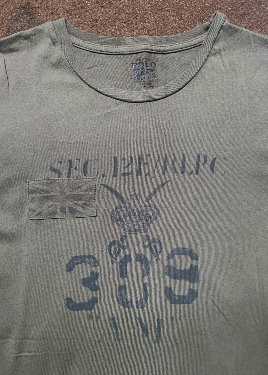 폴로 랄프로렌 남성용 카키 반팔 라운드티(L) 상품이미지3