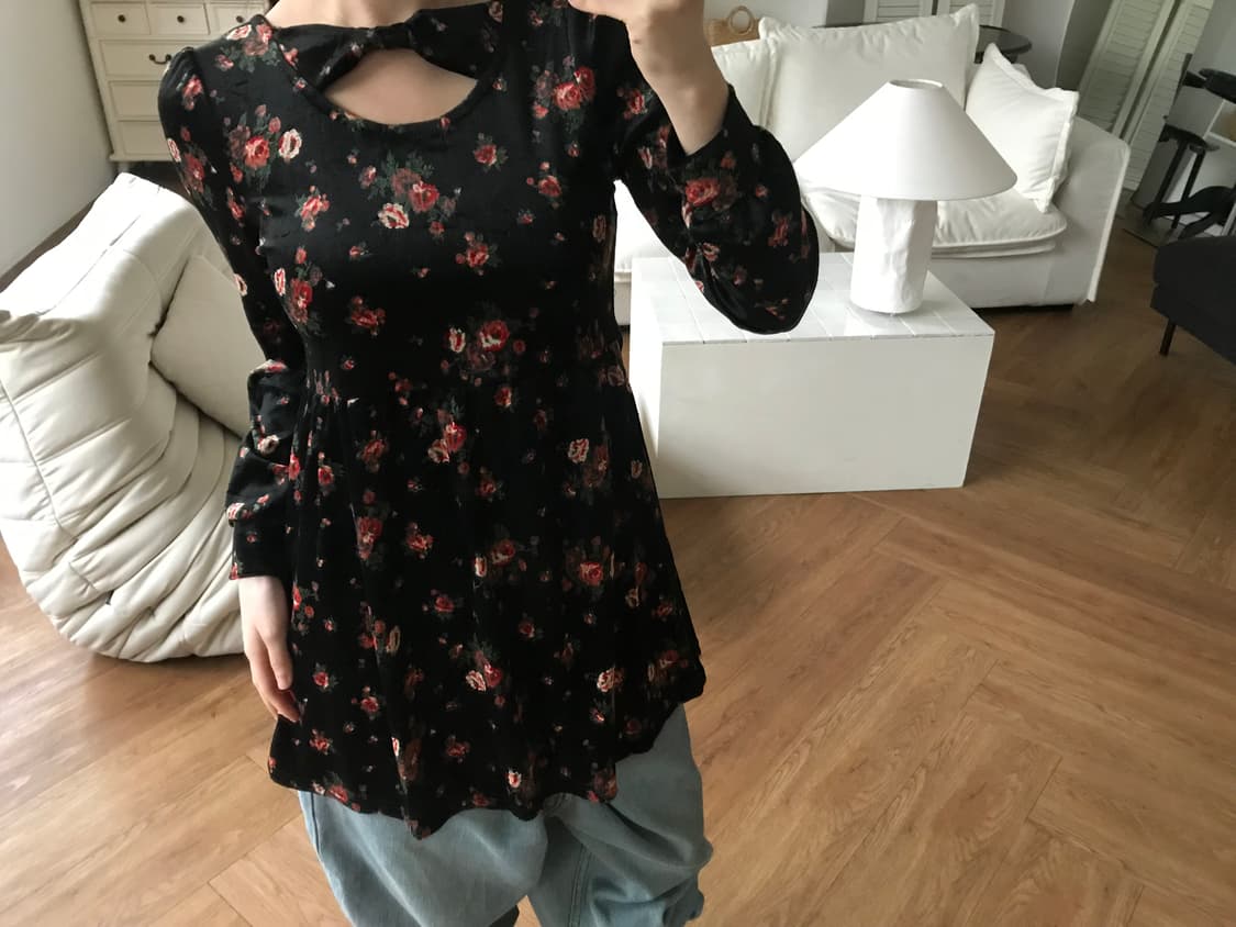 vintage velvet pattern top 상품이미지1