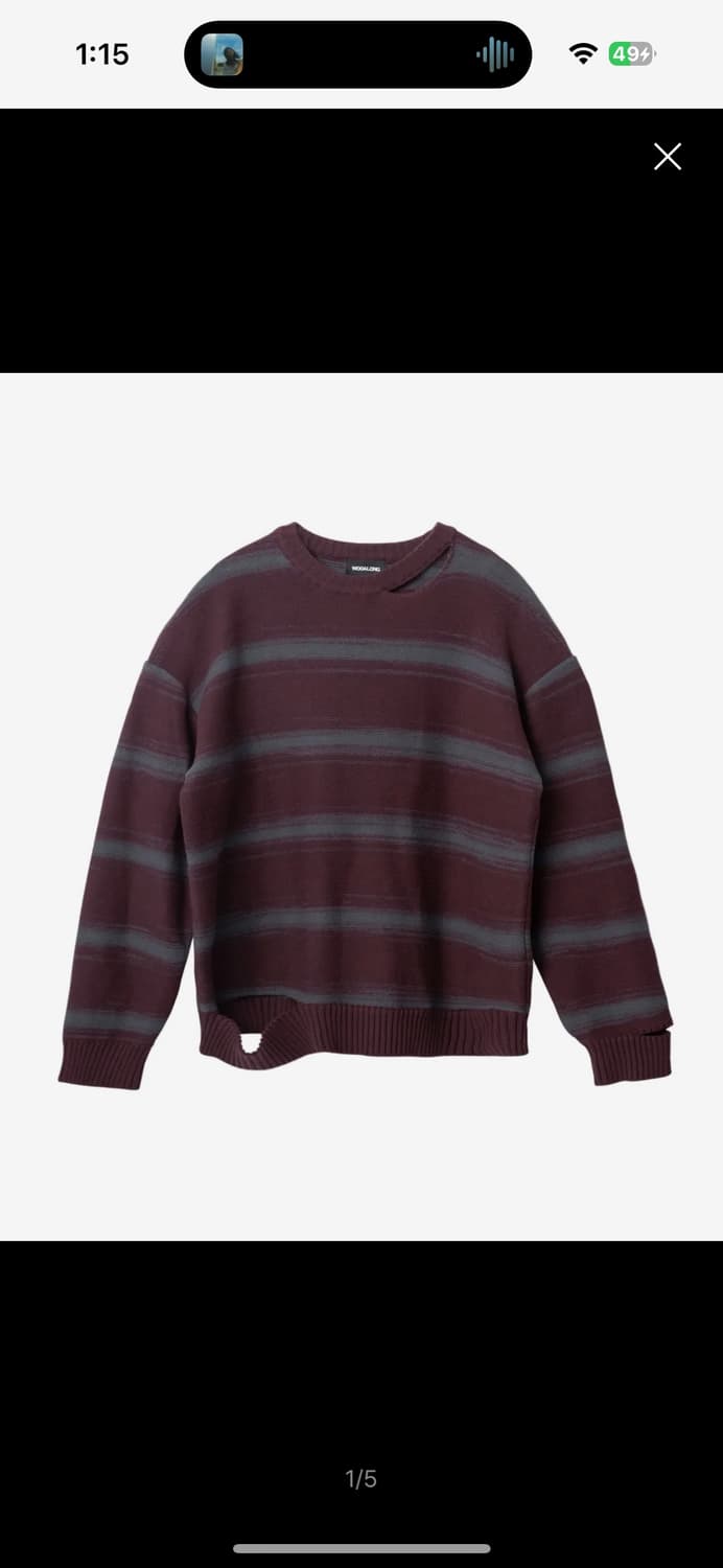 Gradation line slit long sleeve knitWINE 상품이미지1