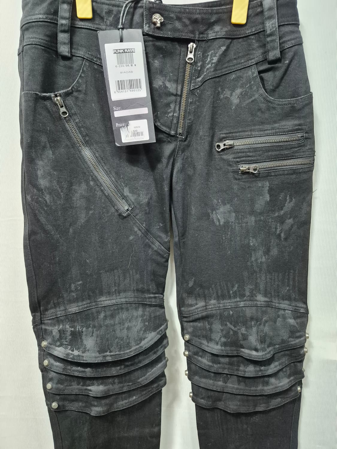 펑크 레이브 새상품 데님 바이커 팬츠 남성M 상품이미지2