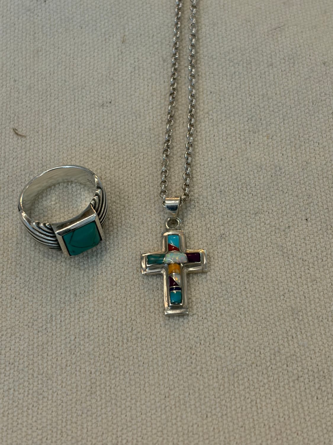 오팔 인레이 크로스 실버 펜던트 상품이미지4