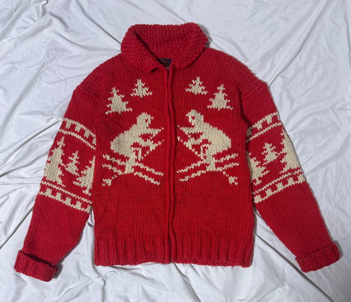 빈티지 스키 패턴 니트집업 코위찬 스타일 상품이미지2