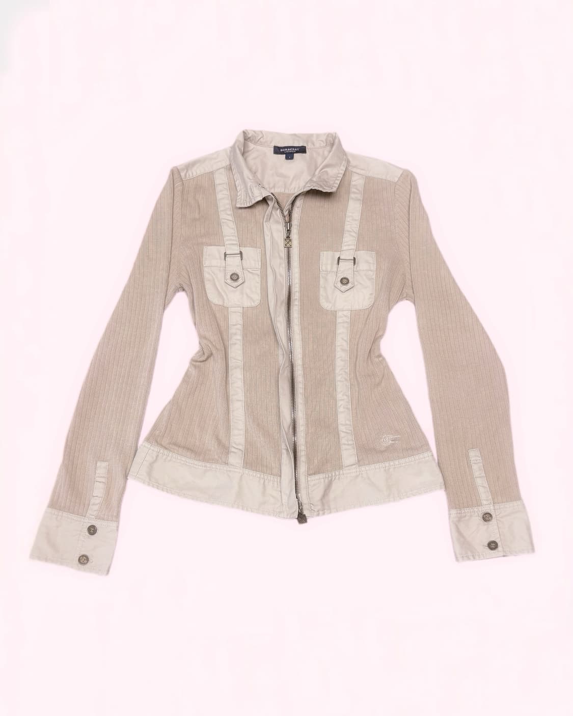 버버리 블루라벨 런던 1 사이즈 노바체크 디테일 골지 딱붙 집업 상품이미지1