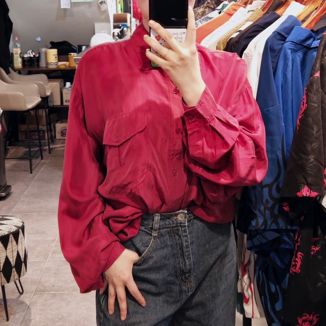 [NO.9] 버건디 실크셔츠 상품이미지3