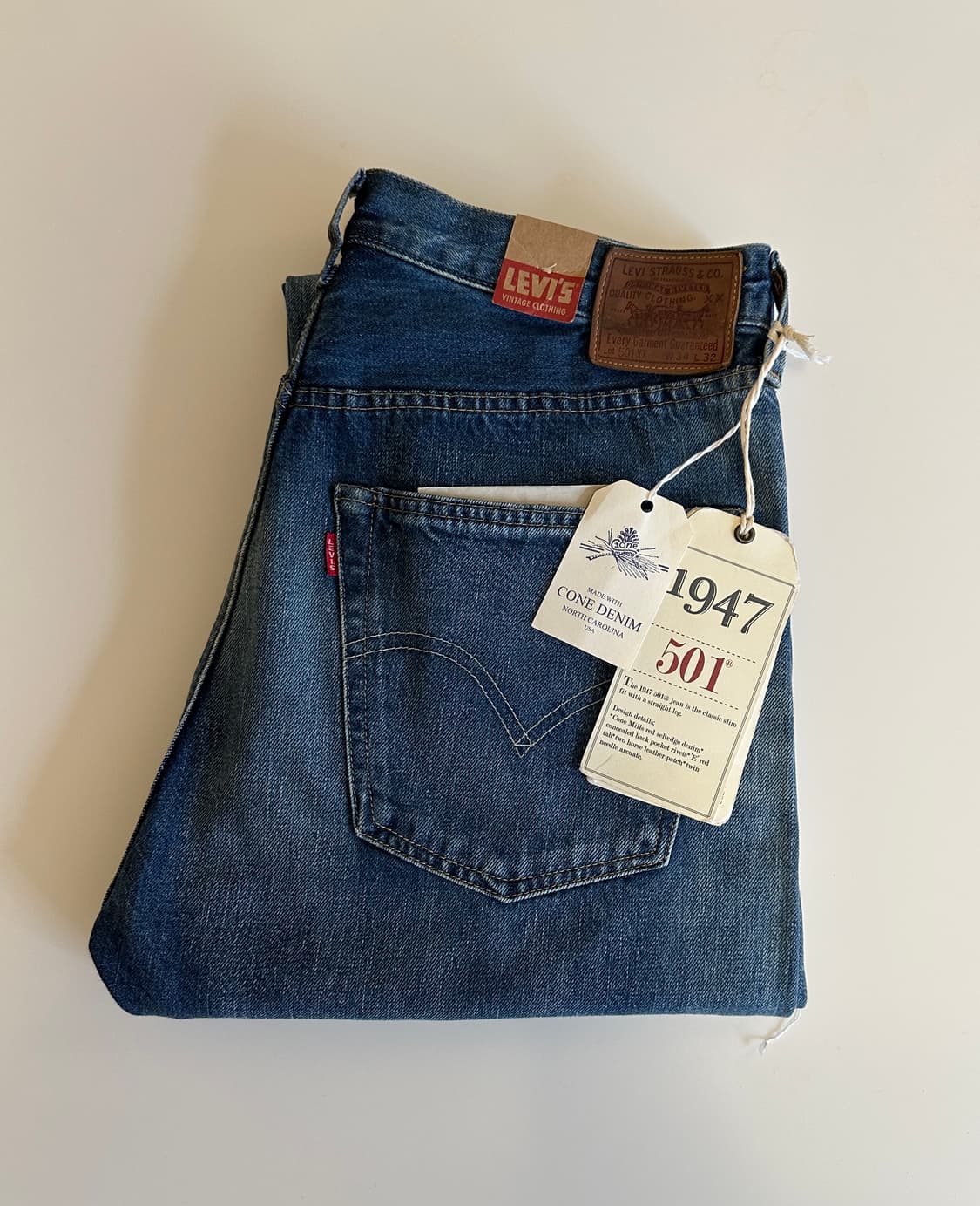 LVC 47501 일본 한정판 콘밀 화이트오크 셀비지 34-32 신품 상품이미지1