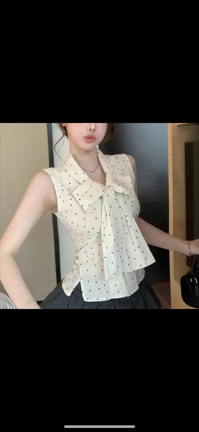 도트 리본 블라우스 새상품 M-L 상품이미지1