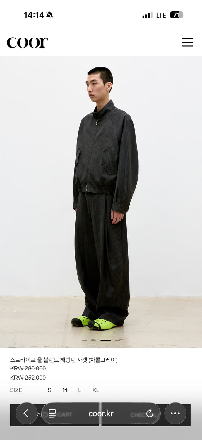 쿠어 26SS 스트라이프 울 블렌드 해링턴 자켓(차콜그레이)XL 상품이미지2