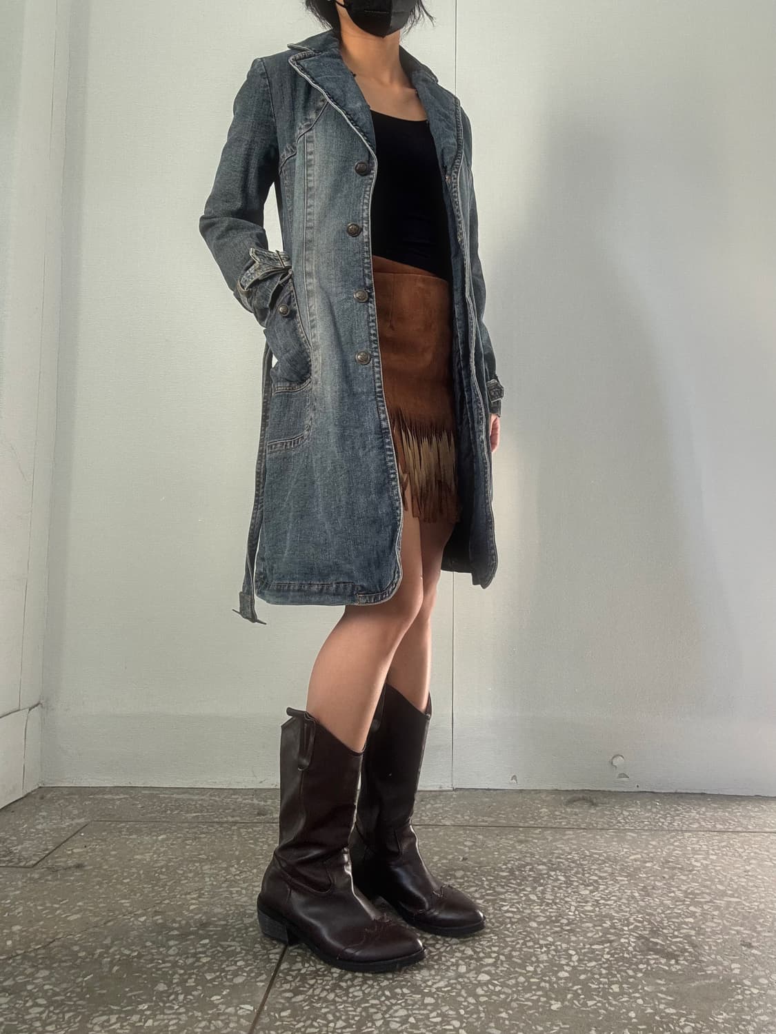 웨스턴 크롭 롱코트 상품이미지4