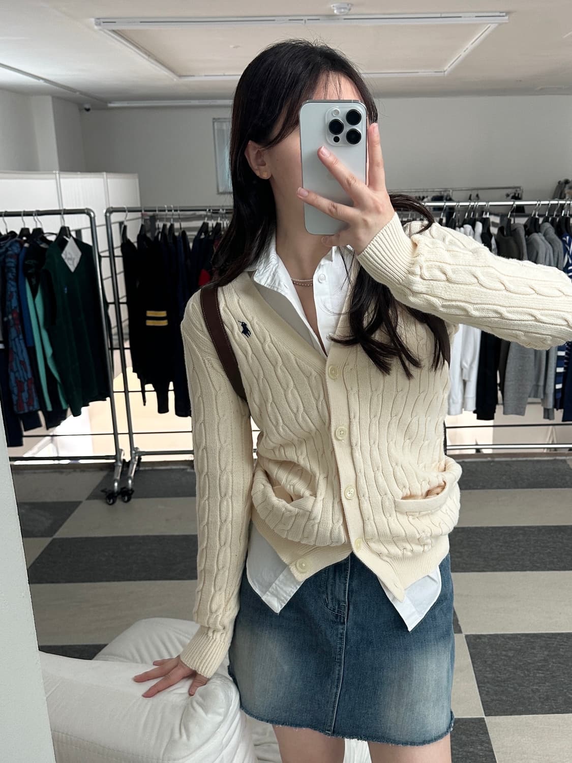 폴로 랄프로렌 아이보리 V넥 케이블 니트 가디건  상품이미지2
