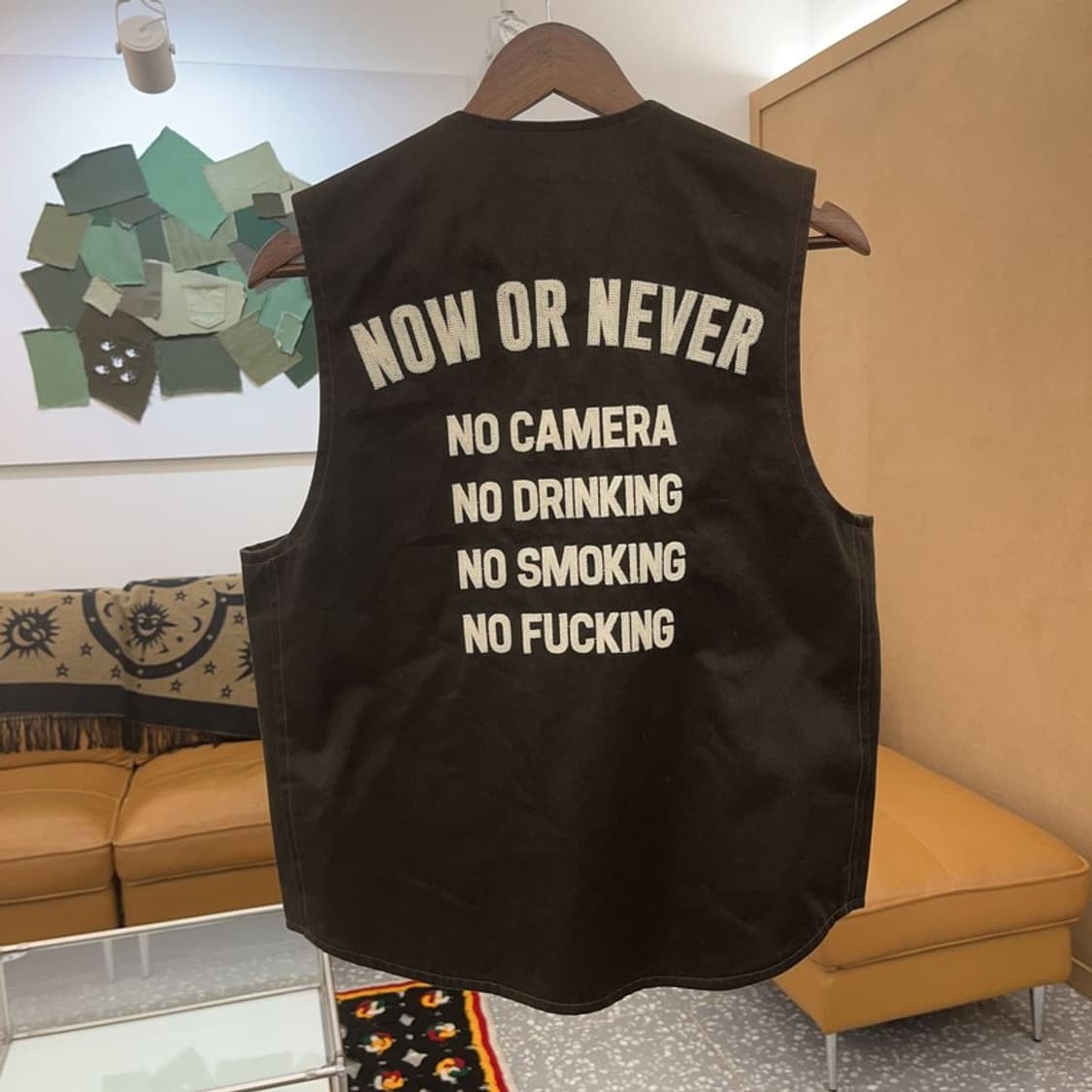 니들워크 빈티지 스트릿 레터링 워크 조끼 베스트 40 C07186 상품이미지3