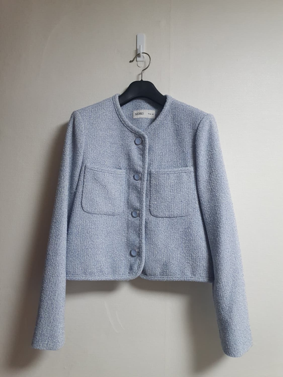 무료배송 !! MIXXO 트위드 자켓 M  연하늘색 봄자켓 상품이미지1