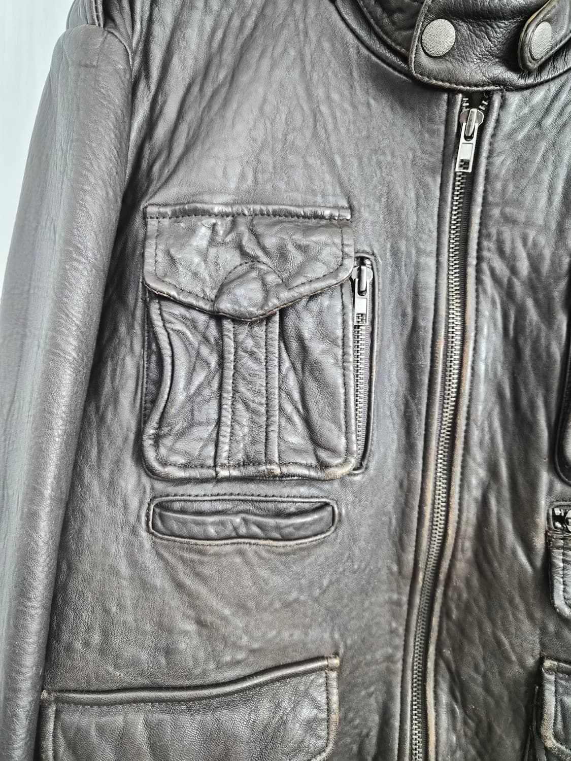 빈티지 양가죽 남성 에이징 바이커 쟈켓 상품이미지5