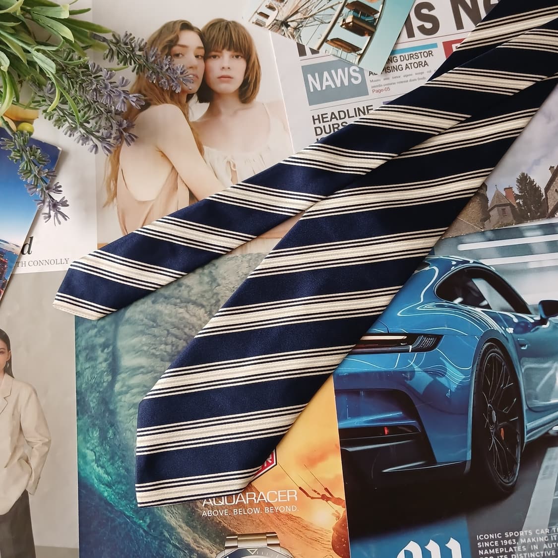 레노마 실크 네이비 스트라이프 넥타이 8.5cm A등급 A19733 상품이미지5