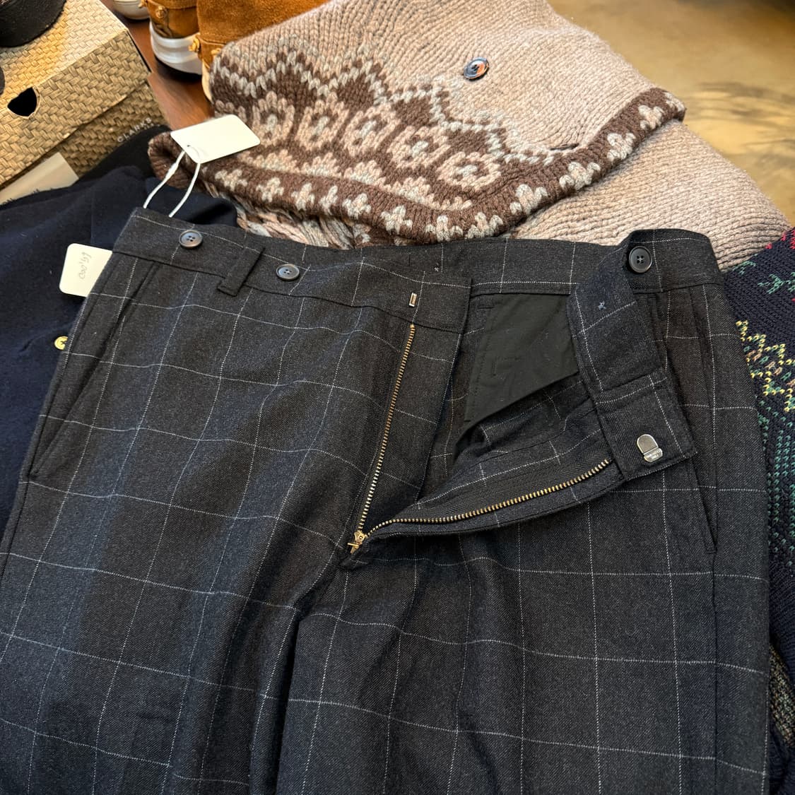 위어도 울 혼방 스퀘어패턴 아메리칸 캐주얼 아메카지 슬랙스 xl 36 상품이미지6