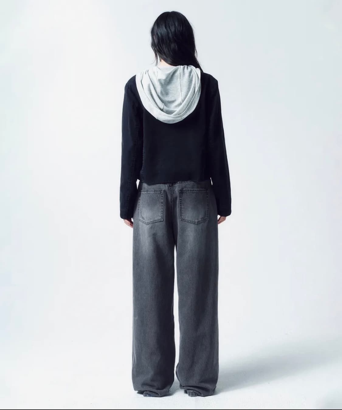 로우 웨이스트 와이드 진 ASH GREY 상품이미지3