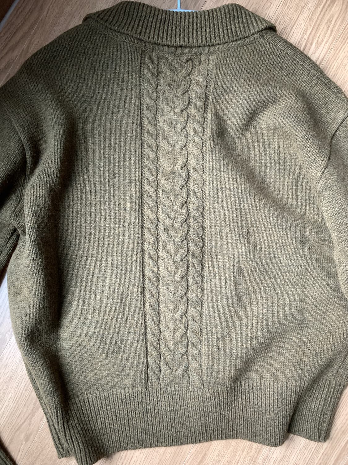 웨이비니스 라벨 포인트 카라 가디건 1사이즈 카키브라운 상품이미지3