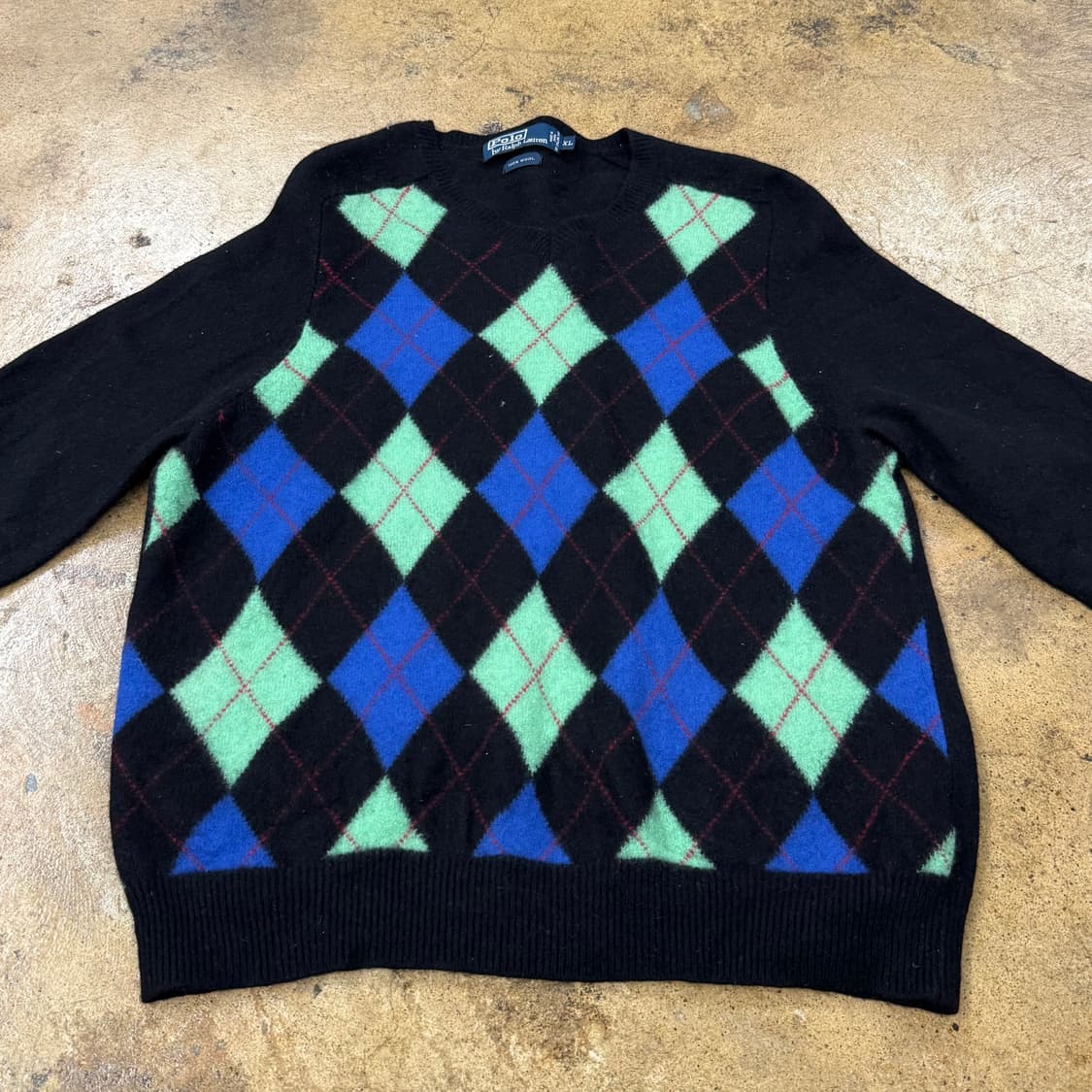 폴로 랄프로렌 아가일 패턴 그린 블루 블랙 니트 상품이미지3