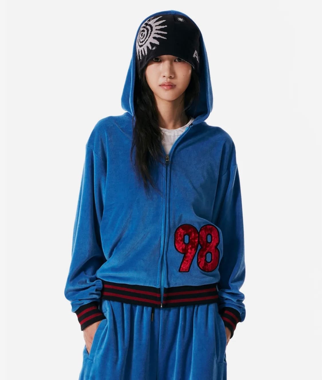 아캄 98 Patch Velour Zip-Up Hoodie (Blue) 상품이미지3